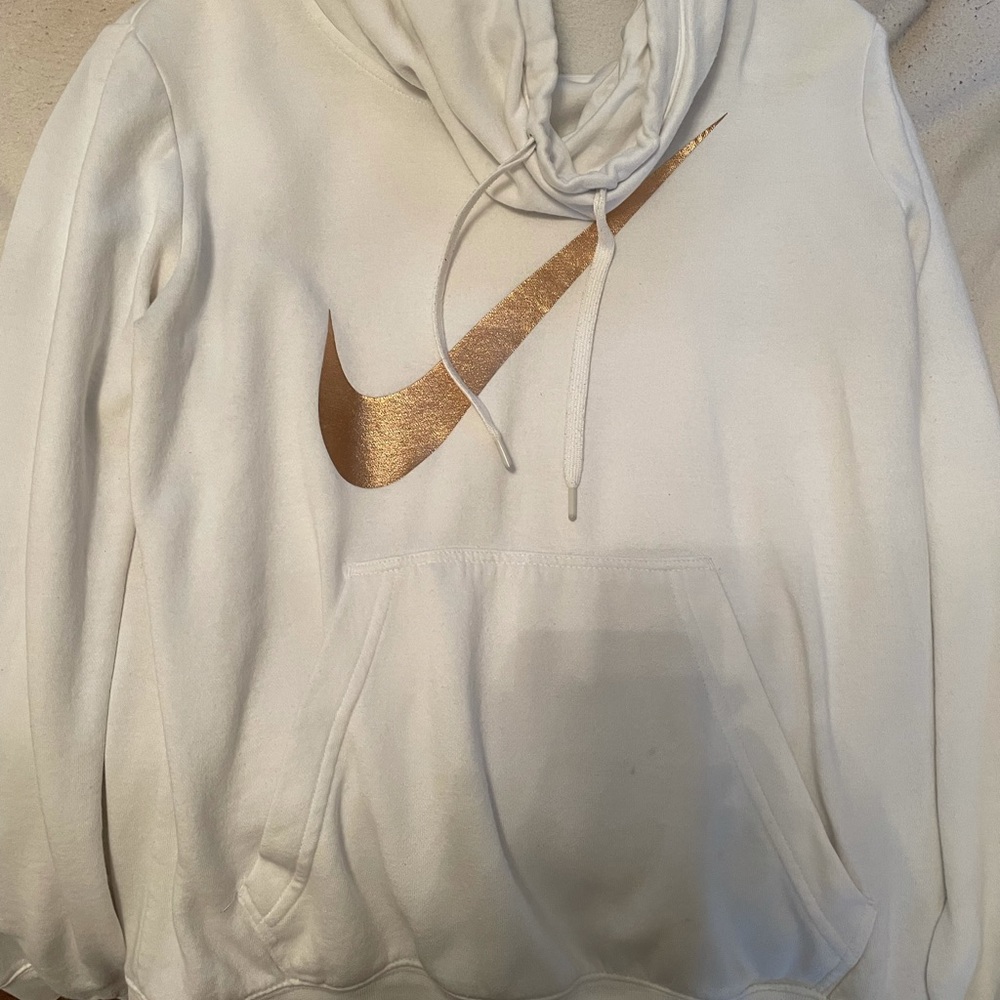 white nike cowl neck hoodie